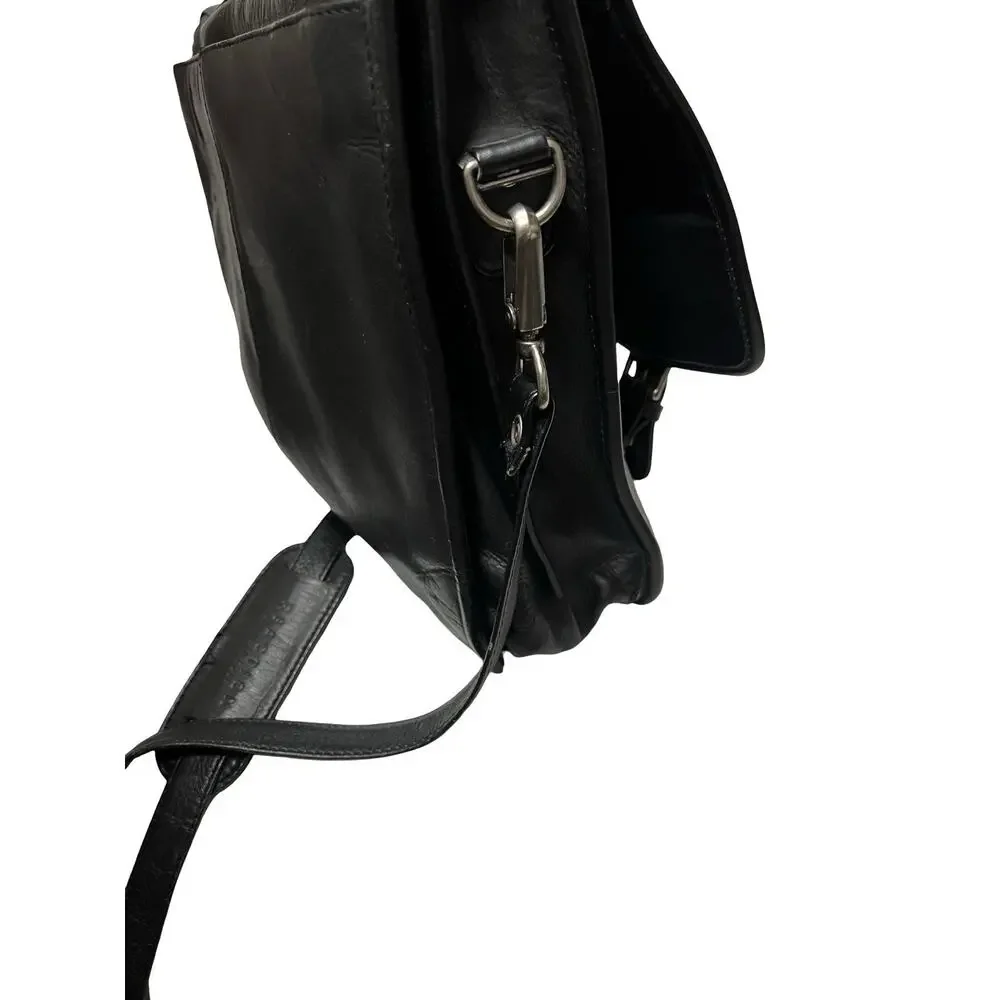 Vtg Kenneth Cole Reaction Black Leather laptop briefcase Messenger Work bag